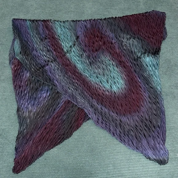 Hand dyed pure 100% silk crinkle Blue and Purple Textured Scarf