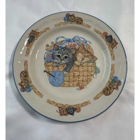 Vintage Tienshan Purrfect Friends Salad Dessert Plate 7-5/8