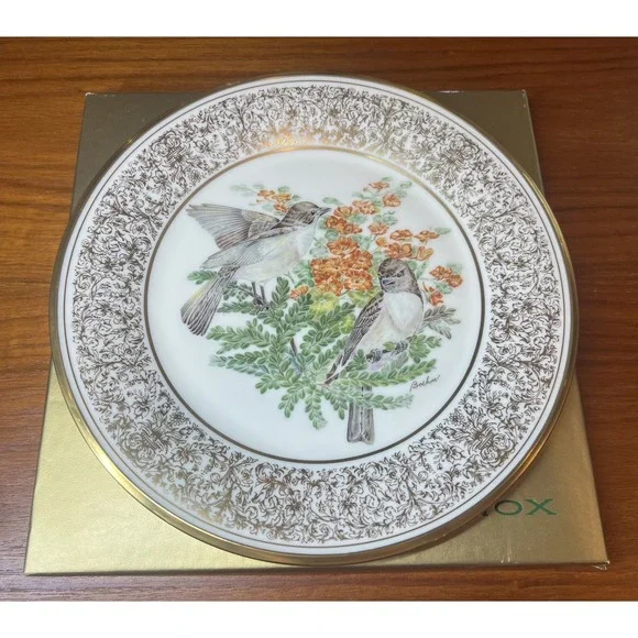 Lenox China Boehm Eastern Pheobes Bird Plate 1981 Limited Edition USA Collectors