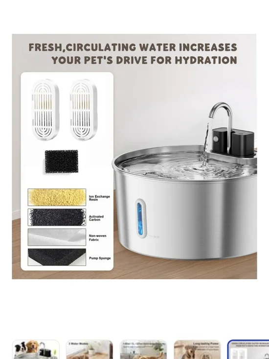 Stainless Steel Circulating Cat Water Fountain - Silver