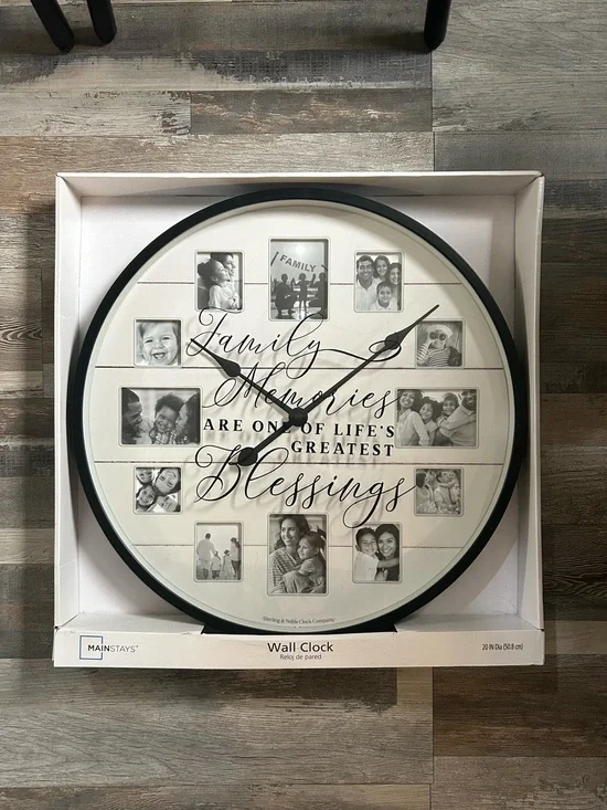 Mainstays Black and White Family Memories Photo Wall Clock