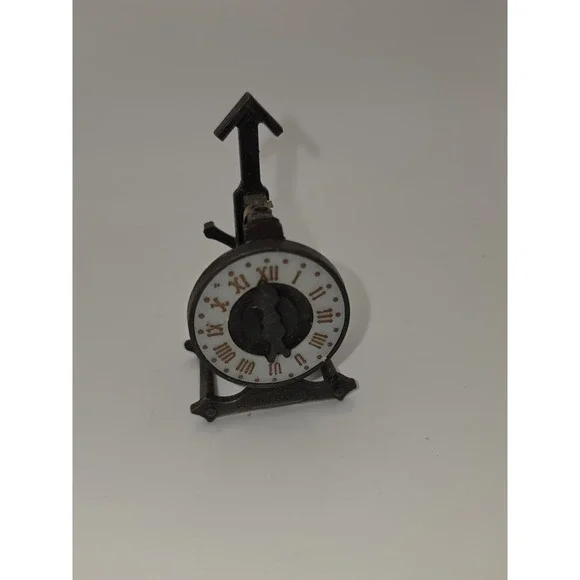 Vintage Metal Clock Pencil‎ Sharpener Gears work! Clock Hands Turn  80's