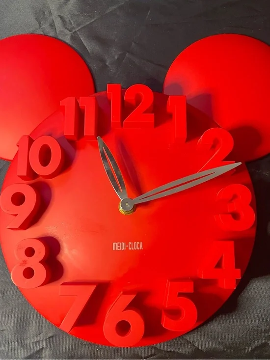 Red 3D Numeral Wall Clock