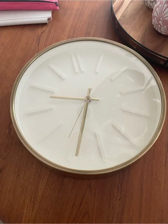 Modern Minimalist Gold and White Wall Clock