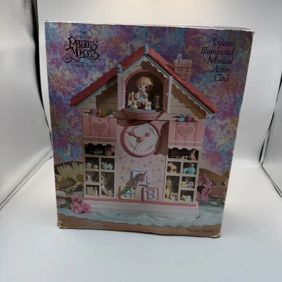 Vintage 1991 Enesco Precious Moments Toy land Illuminated Musical Action Clock