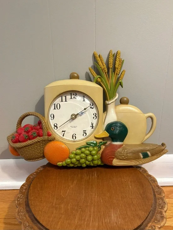 Vintage Plastic Kitchen Duck Clock- Working