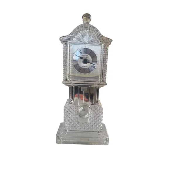 Crystal Legends Godinger Lead Crystal Grandfather Table Clock missing back cover