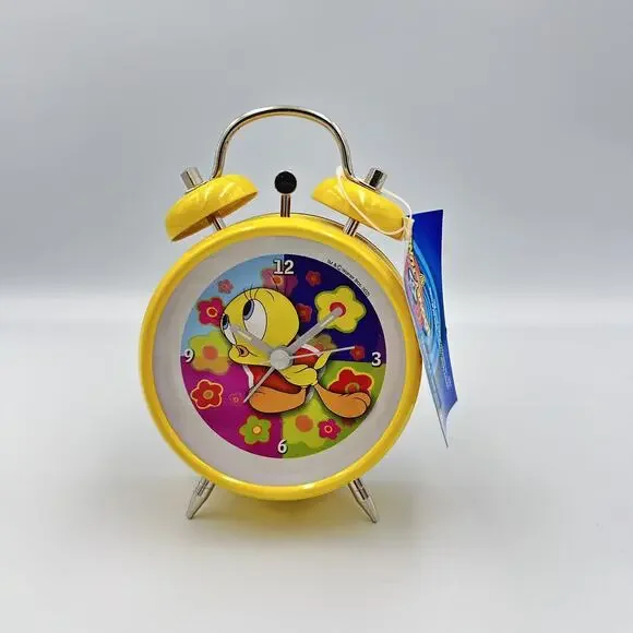 Vintage Looney Tunes Alarm Clock Tweety Collectible Twin Bell Yellow w/ Box NOS‎