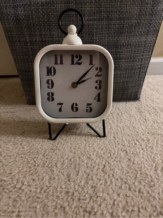 White Vintage Style Table Clock - Decorative Home Wall Decor