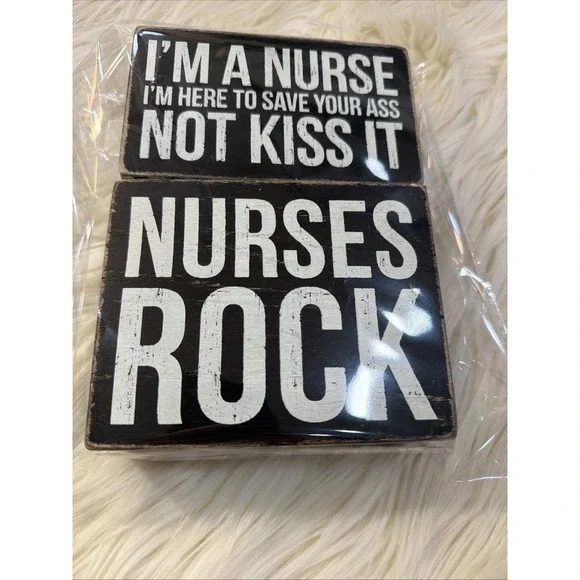 Designs By Kathy  2 Nurses Rock , Save Not Kiss Desktop Tabletop Sign New Gift