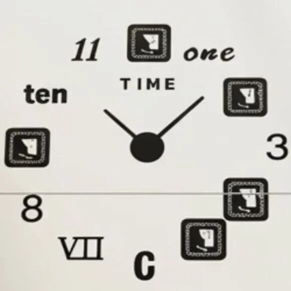 Digital Puzzle Style Modern Large 3D Wall Clock Frameless Mute Decorative BLACK