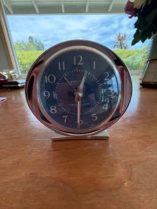 Vintage Westclox Baby Ben Rate Blue Wind-up Alarm Clock Works