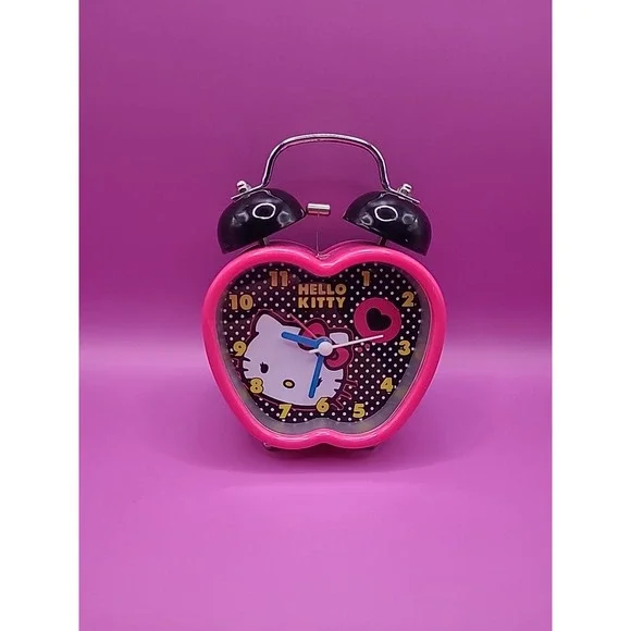 Hello Kitty Pink Miniature Twin Bell Alarm‎ Clock Apple Sanrio 2014 Tested/Works