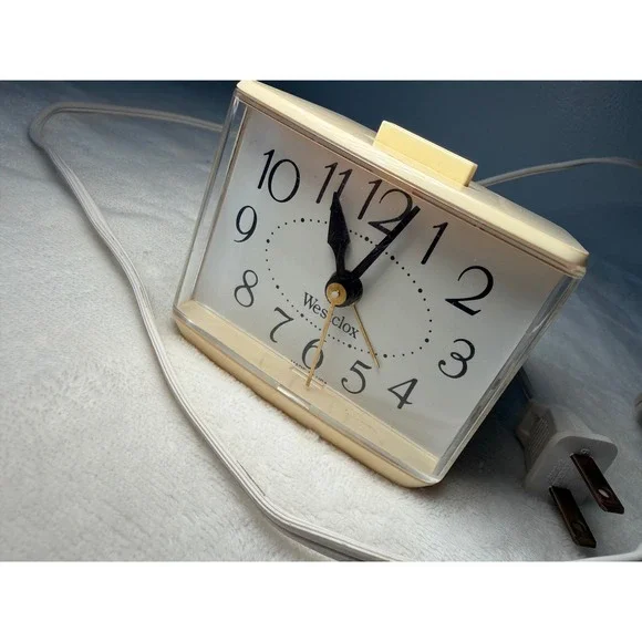 Vintage Westclox Electric Alarm Clock Cream Model E54 55 Retro MCM Made in USA