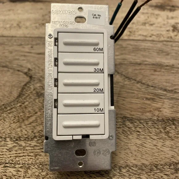 Leviton 6161T Timer Switch 10-20-30-60 Minute Preset Wall Switch White