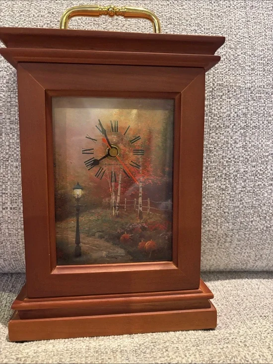 Hallmark Brown Wooden Mantel Clock with Autumn Scene