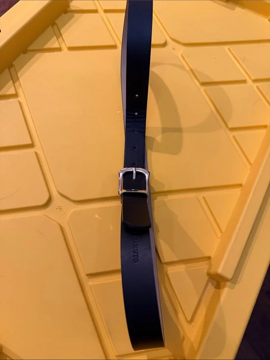 Vince Camuto Black Leather Belt with Silver Buckle