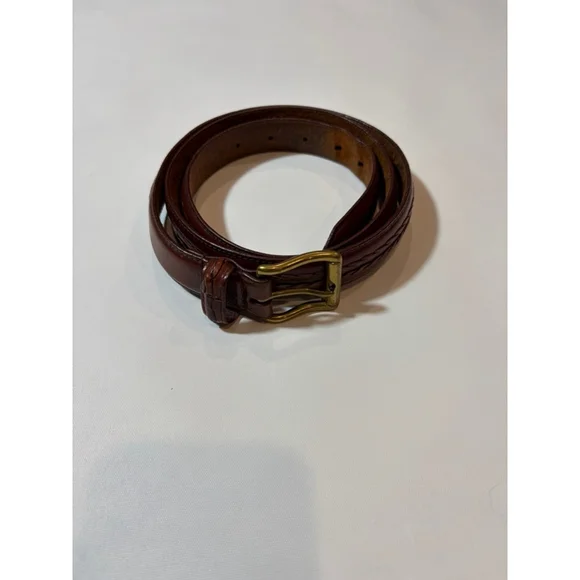 John Henry Brown Leather Belt Brass Buckle Vintage Size 44