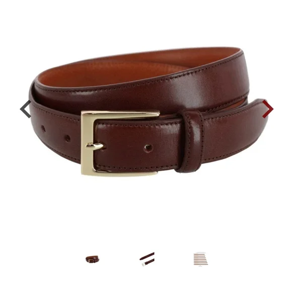 Trafalgar Cortina Mahogany Leather Belt W/Gold Buckle, SZ 38