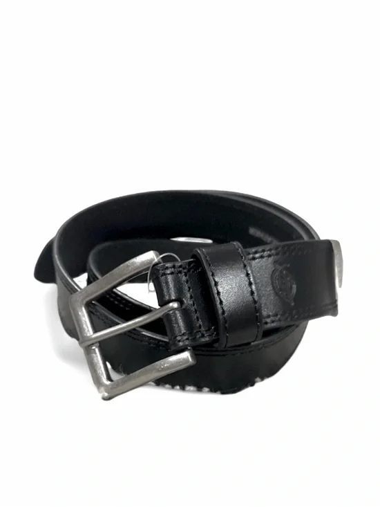 Black Leather Men’s Belt with Silver-Color Buckle Size XL (42-44) [NWT]