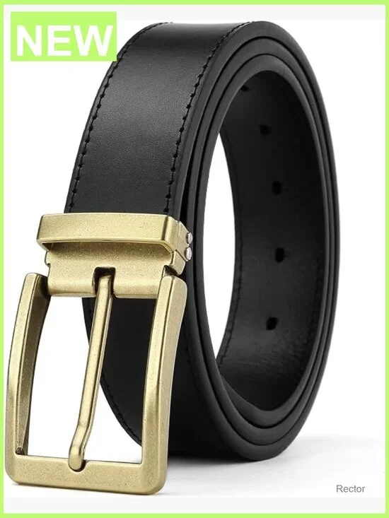 Men's Dress Belt Black Leather Belt for Jeans 1.3