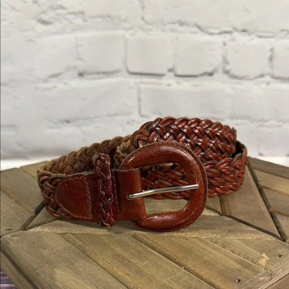 Fossil Woven Leather Belt -‎ Deep Brown
