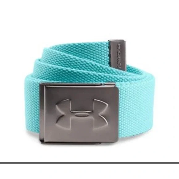 Under Armour Mens Teal Green Golf Belt Adjustable Metal Logo Buckle 39 in