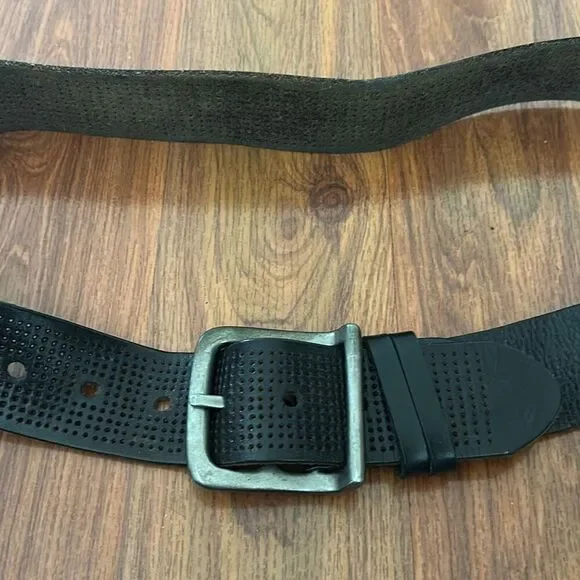 Bill Adler black men's leather belt size L rustic wide biker