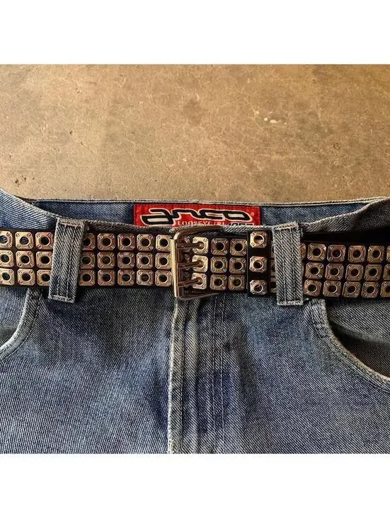 Cyber Grunge y2k 2000s style light silver studded belt. Nice quality. 42 inches