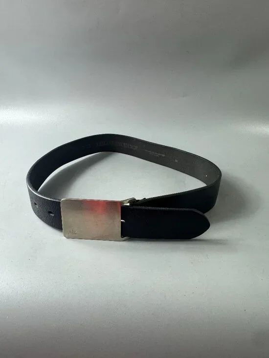 Armani Exchange Black Leather Belt, Size 28