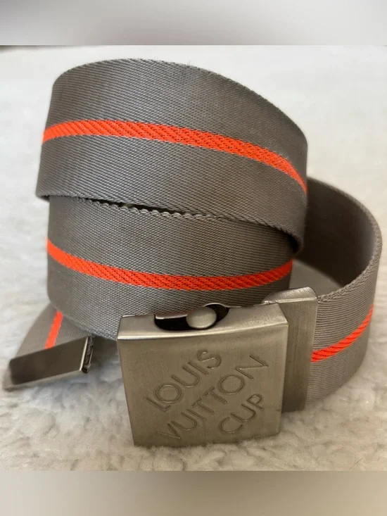 Louis Vuitton Cup Nylon Gray/Orange Adjustable Belt