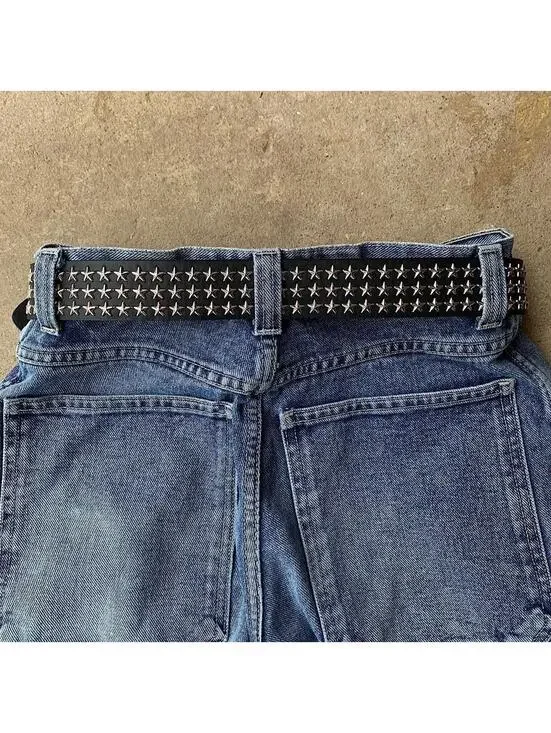 Y2k 2000s style star studded grunge emo black and silver belt. High quality! Gre