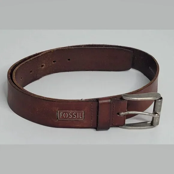 Fossil Belt Mens Brown‎ Distressed Leather MB3078 200 Sz 34 85/34
