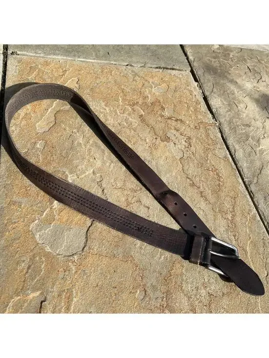 Brown Leather Triple Stitch Belt