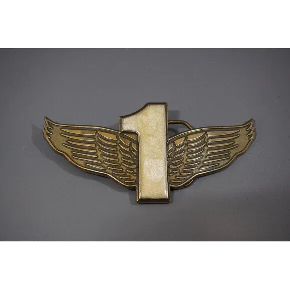 Vintage Brass Style Number 1 Pilot Wings Belt Buckle Aviation Biker Novelty
