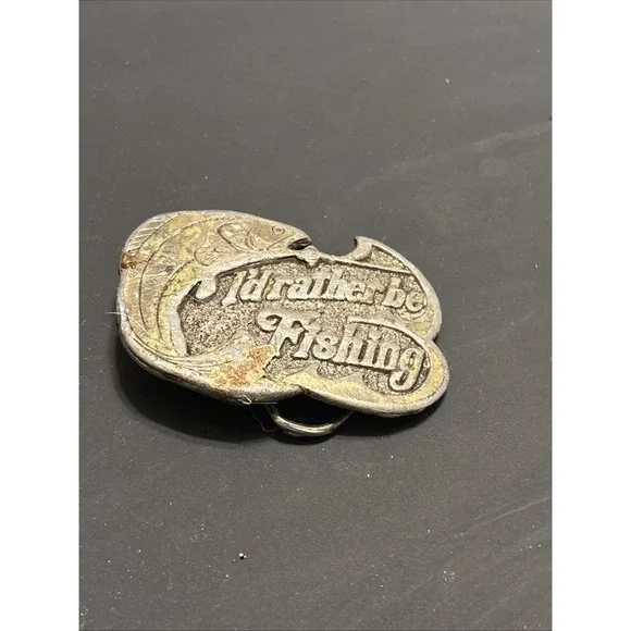 1978 Great American Buckle Co Id Rather Be Fishing Belt Buckle Chicago 523