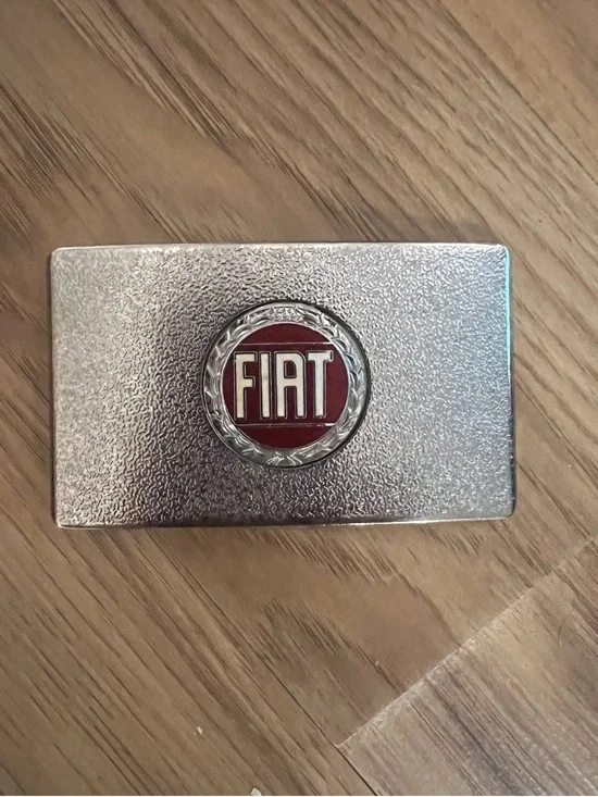 Fiat Belt Buckle Silver Tone Vintage  Branded w/ Laurel Wreath Logo 3.25 x 2