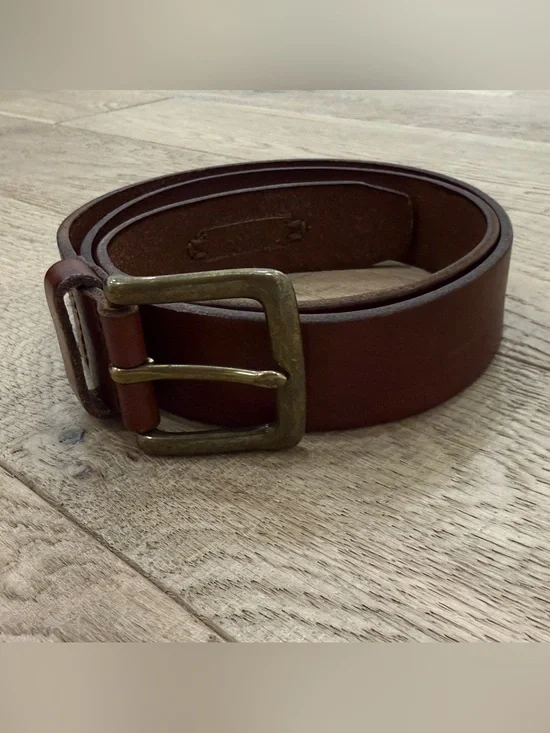 Lauren Ralph Lauren Men’s Belt with Solid Brass Buckle and RLL Stamp Size Medium