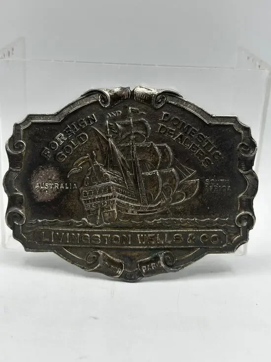 Vintage Livingston Wells & Co Transporters Schooner Ship Belt Buckle