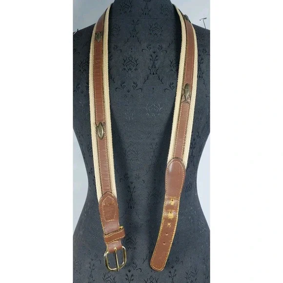Zep-Pro Leather Belt Bronze Fish Medallion Buff Web Men 44 *READ