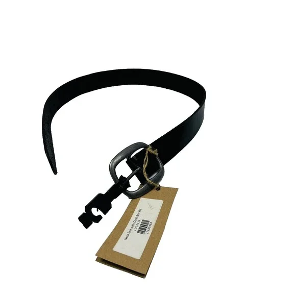 NWT Peter Nappi Black Nero‎ Leather Belt w/ Oval Single Prong Buckle Size 28/70