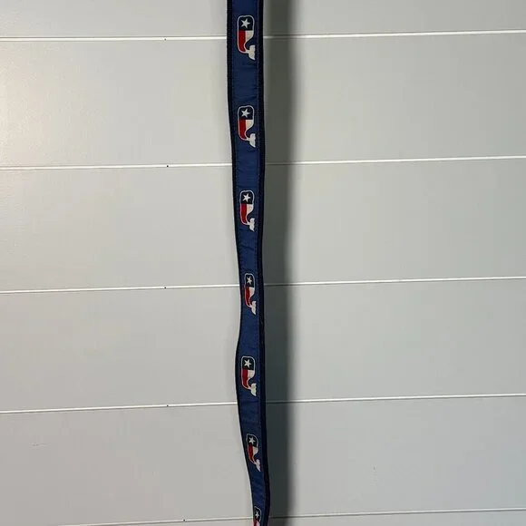 Red White and Blue Whale Navy & Leather Belt Sz 36 Vineyard Vines