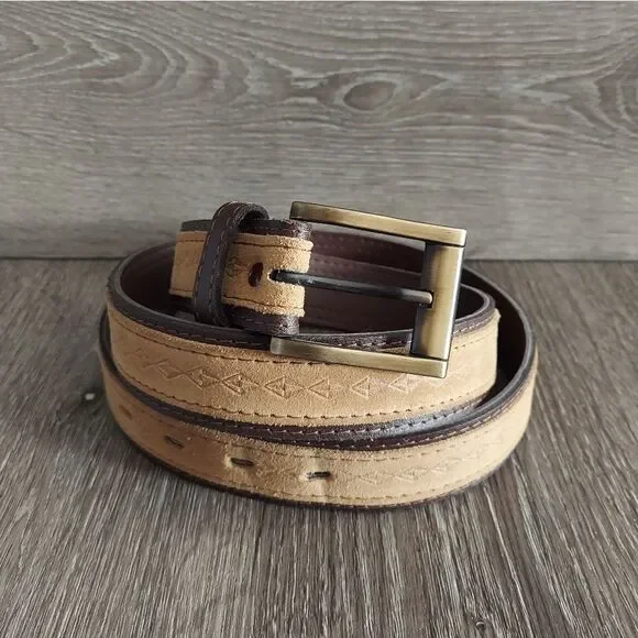 Brown Leather & Suede Belt 44