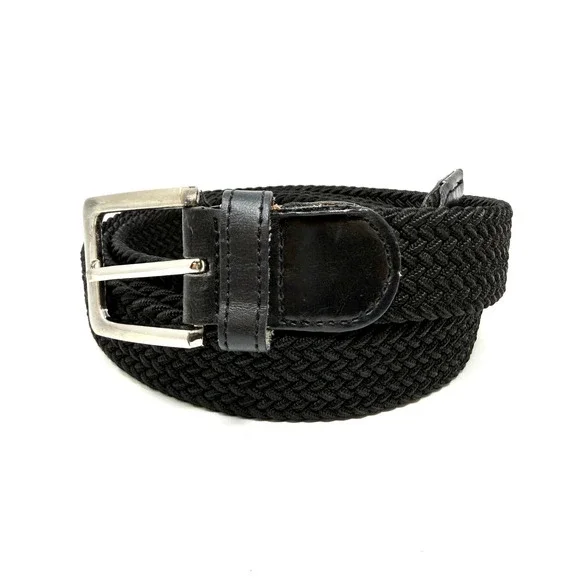 Braided Stretch Woven Belt Black‎ Adjustable Men's 38-44