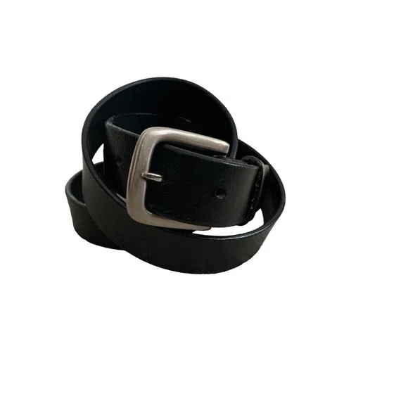 Leather Belt Silver Buckle Oil Tanned Leather 34-36 Mens
