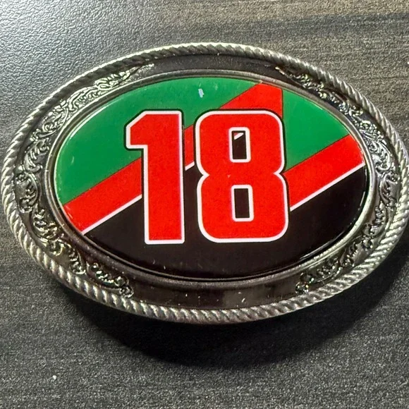 Vintage Style Number 18‎ Belt Buckle Oval Ornate Western