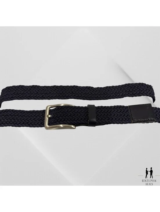 Larsson & Co Stockholm Braided Belt Casual Blue Mens Sz M Stretch Silver Buckle