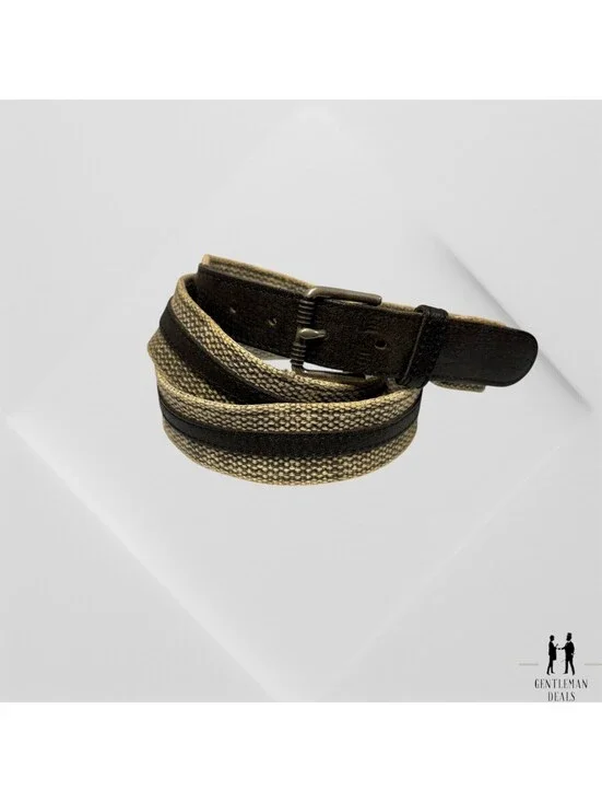 Vintage Brown Braided Leather Belt Mens Vintage 40 Woven brass leather