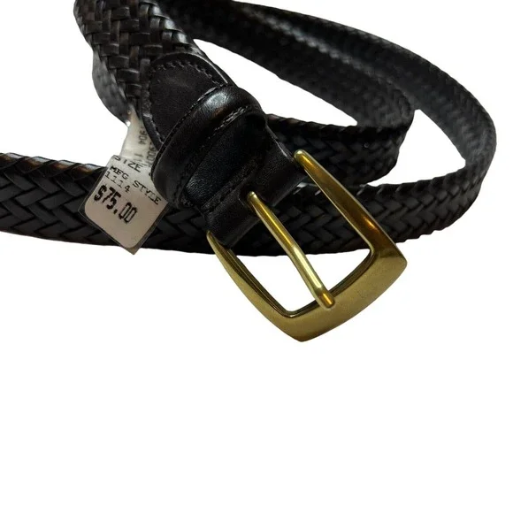 JoS A Bank Dark‎ Brown Woven Belt Size 44 New