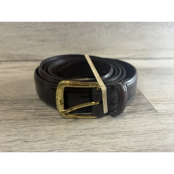 Haggar Black Label Genuine Leather‎ Dress Belt - Men's Size 50 Brown Gold Buckle